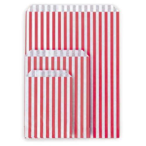 1000 x Red Striped 7" x 9" Paper Counter Bags