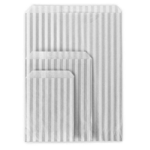 1000 x Silver Striped 7" x 9" Paper Counter Bags