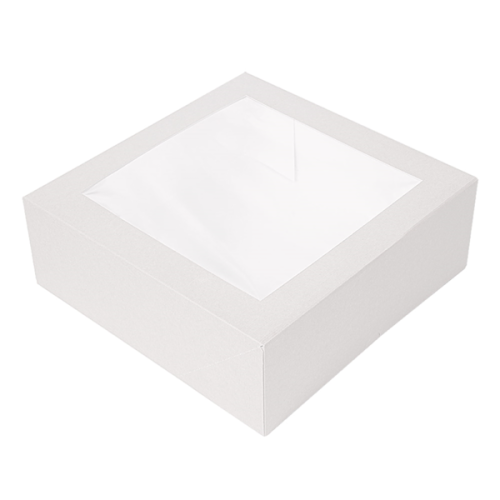 50 x Square 10 x 10 x 3" White Windowed Cake Boxes 
