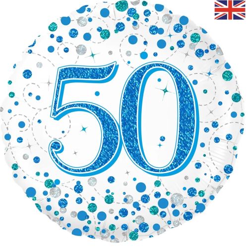 Blue Sparkling Fizz Age 50 Balloon