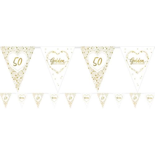 Golden Anniversary Foil Stamped Paper Bunting