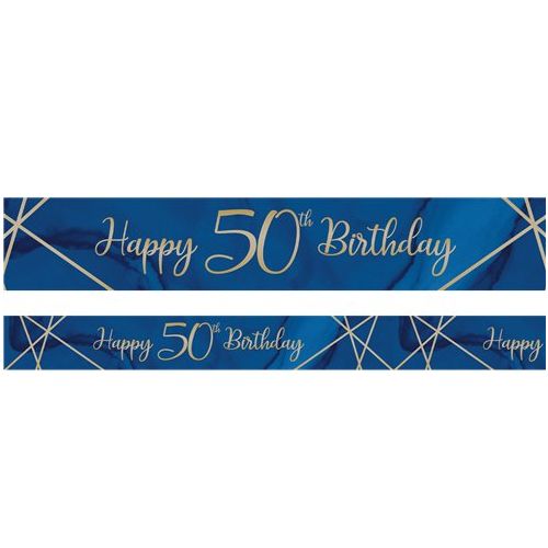 Navy And Gold Geode 50th Foil Banner
