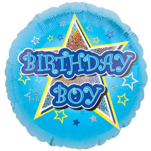 Birthday Boy Star Holographic Foil Balloon