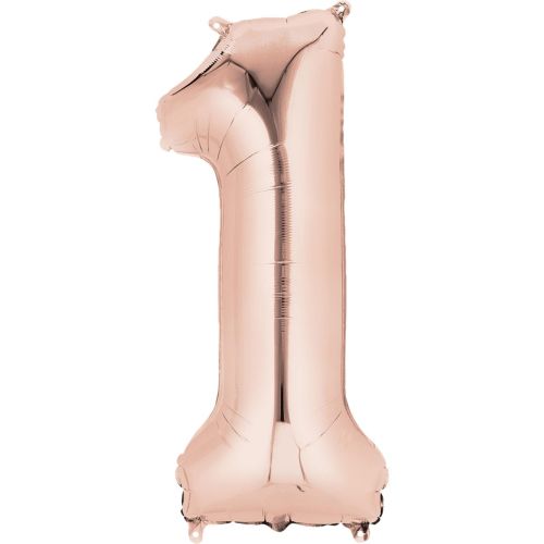 Large 34" Rose Gold Foil Number 1 Balloon