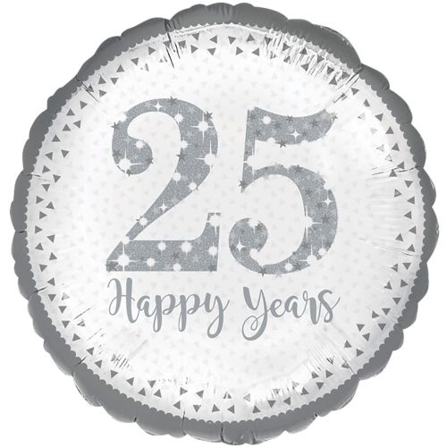 Sparkling 25th Silver Anniversary Foil Balloon