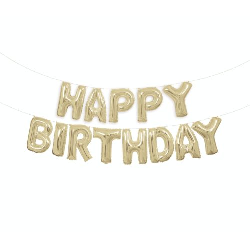 White Gold Happy Birthday Air Fill Balloon Kit