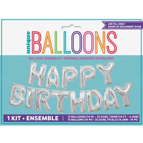 Silver Happy Birthday Air Fill Balloon Kit