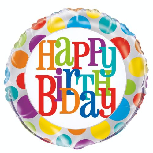 Rainbow Dot Happy Birthday Foil Balloon