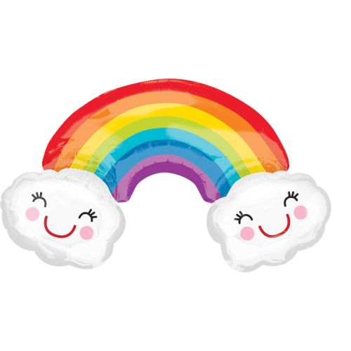 Rainbow with Clouds Supershape Foil Balloon