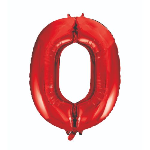 Large 34" Red Foil Number 0 Balloon