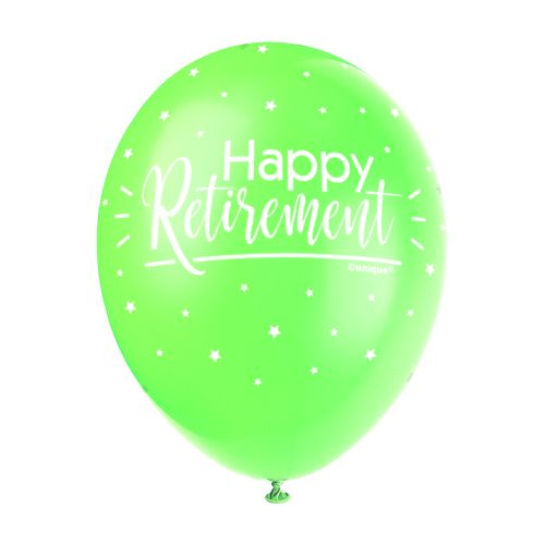 5 x Happy Retirement Latex Balloons 