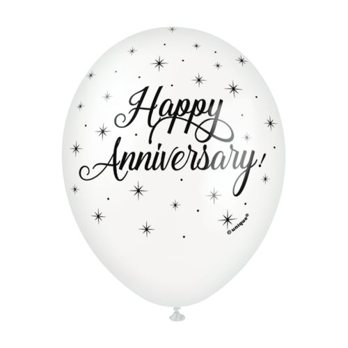 5 x Happy Anniversary Latex Balloons