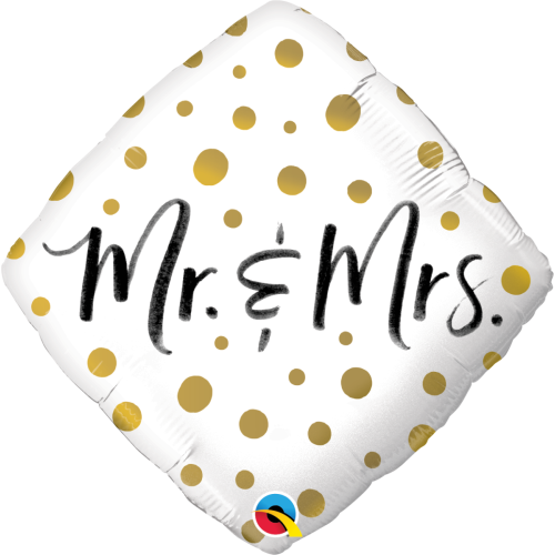 Mr & Mrs Gold Dots Foil Balloon