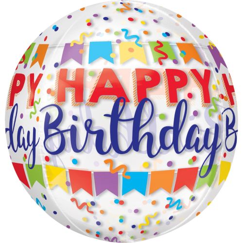 Happy Birthday Banner Bash Orbz Balloon