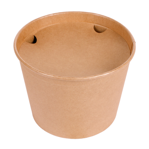 50 x 2550ml Kraft Brown Cardboard Chicken/Fast Food Buckets & Lids