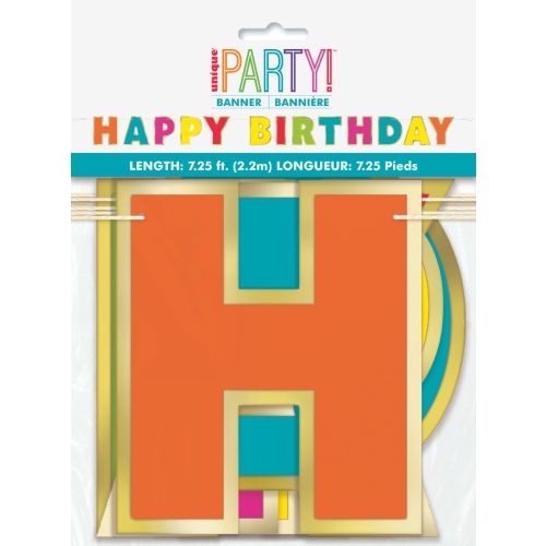 Gold & Rainbow Happy Birthday Letter Banner