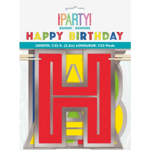 Silver & Rainbow Happy Birthday Letter Banner 