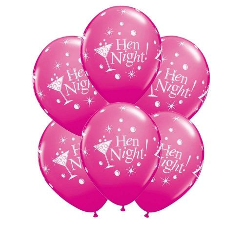 6 x Pink Hen Night Latex Balloons Pack
