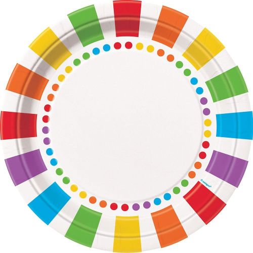 8 x Rainbow Party Paper Plates
