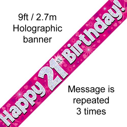 Milestone Birthday Pink Holographic Foil Banner