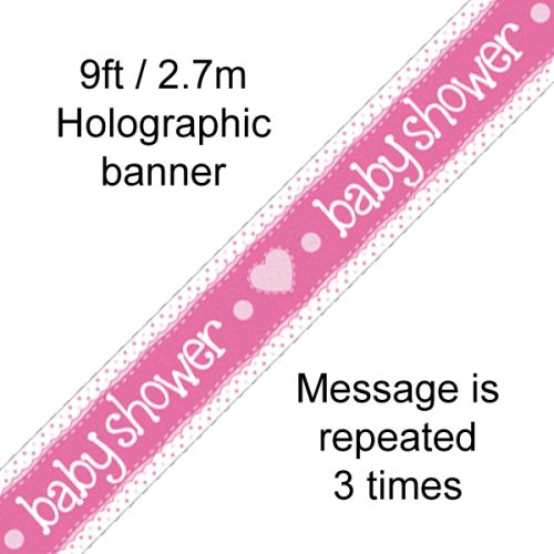 Pink Holographic Baby Shower Foil Banner