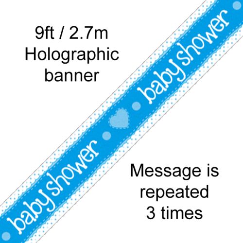 Blue Holographic Baby Shower Foil Banner