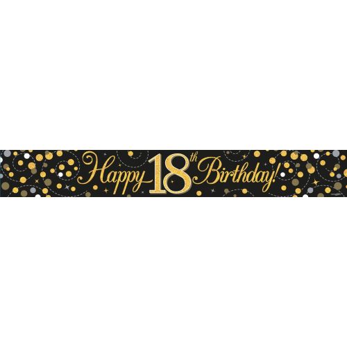 Black And Gold Sparkling Fizz Milestone Age Foil Banners