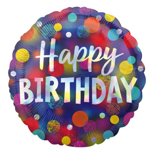Party Dots Iridescent Std Foil Birthday Balloon