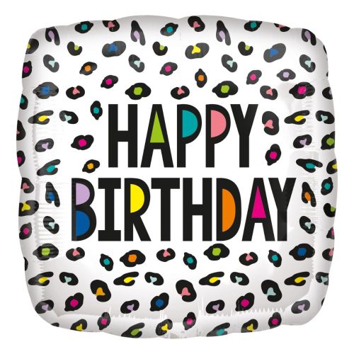 Rainbow Leopard Print Happy Birthday Foil Balloon