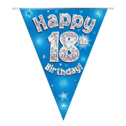 18th Blue Birthday Holographic Bunting 