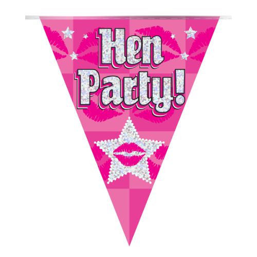 Hen Party Holographic Pink Plastic Bunting