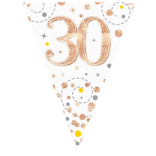 Rose Gold Sparkling Fizz 30th Bunting
