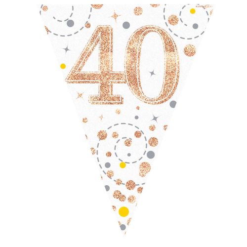 Rose Gold Sparkling Fizz 40th Bunting