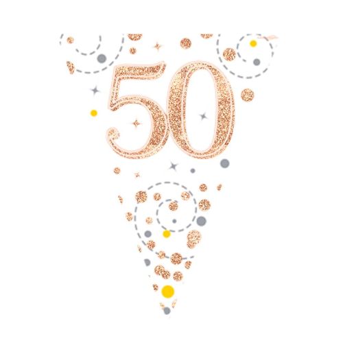 Rose Gold Sparkling Fizz 50th Bunting