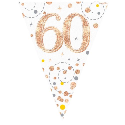 Rose Gold Sparkling Fizz 60th Bunting