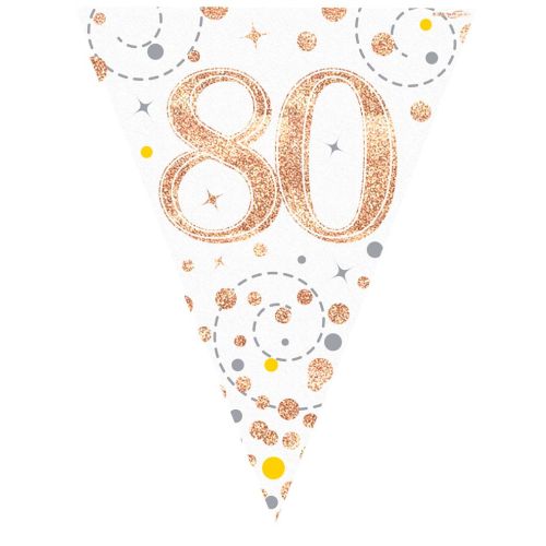 Rose Gold Sparkling Fizz 80th Bunting