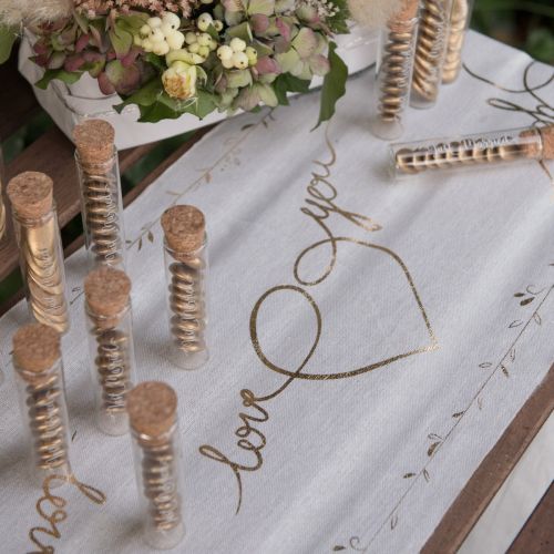 Love You Gold Print Table Runner 3m Roll