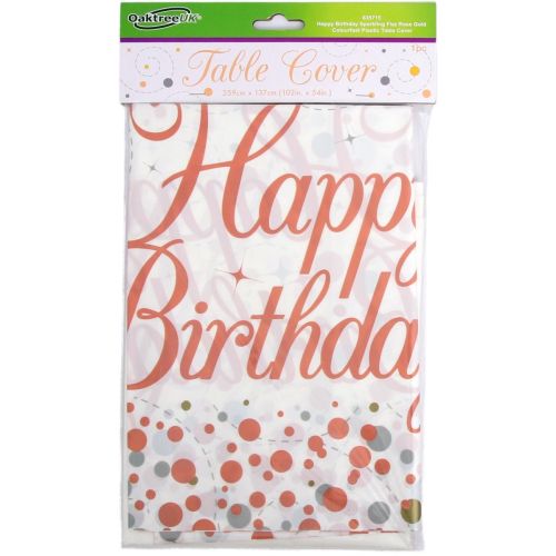 Rose Gold Sparkling Fizz Happy Birthday Tablecover