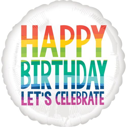 Rainbow 'Happy Birthday, Let's Celebrate' Foil Balloon