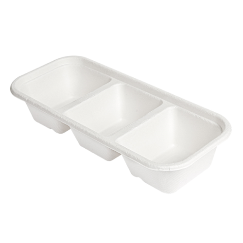 50 x  3 Compartment Long Bagasse Food Tray 
