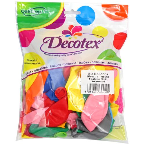 50 Assorted 11" Bright Latex Balloons Pack