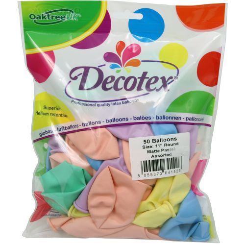 50 Assorted Pastel 11" Latex Balloons Pack