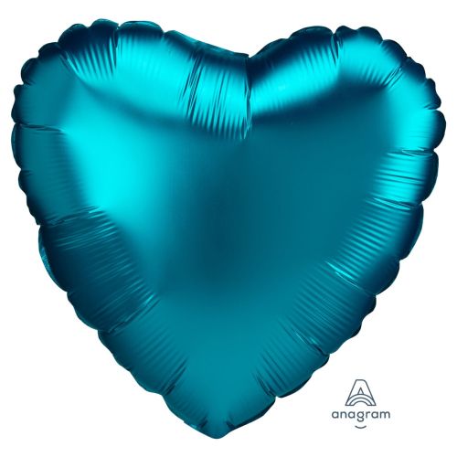 Aqua Blue Satin Luxe Heart Foil Balloon