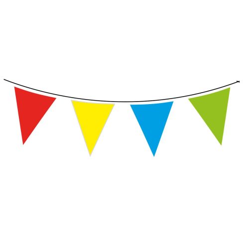 10m Multicoloured Waterproof Plastic Bunting - 20cm x 30cm Flags