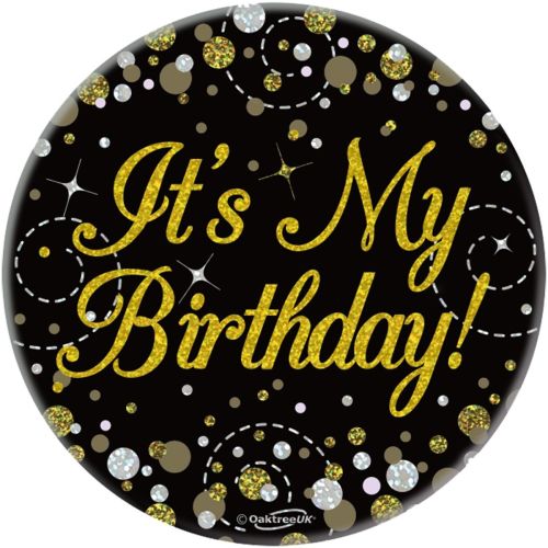 Black Sparkling Fizz Its My Birthday Badge