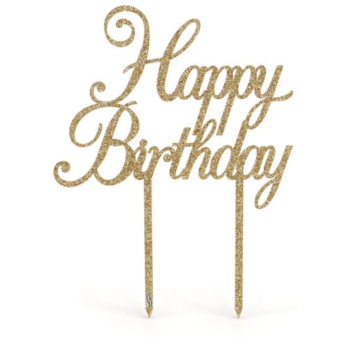 Acrylic Happy Birthday Gold Cake Topper