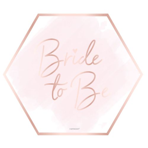 8 x Rose Gold Bride To Be Hexagonal 7" Paper Plates 