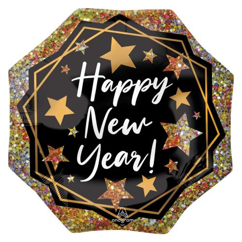 Gold Sparkle New Year Supershape Foil Balloon