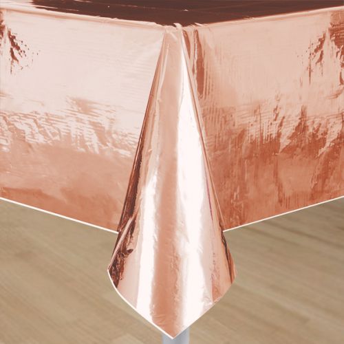 Metallic Rose Gold Rectangular Plastic Tablecover