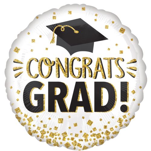 Congrats Grad Gold Sparkle Standard Foil Balloon